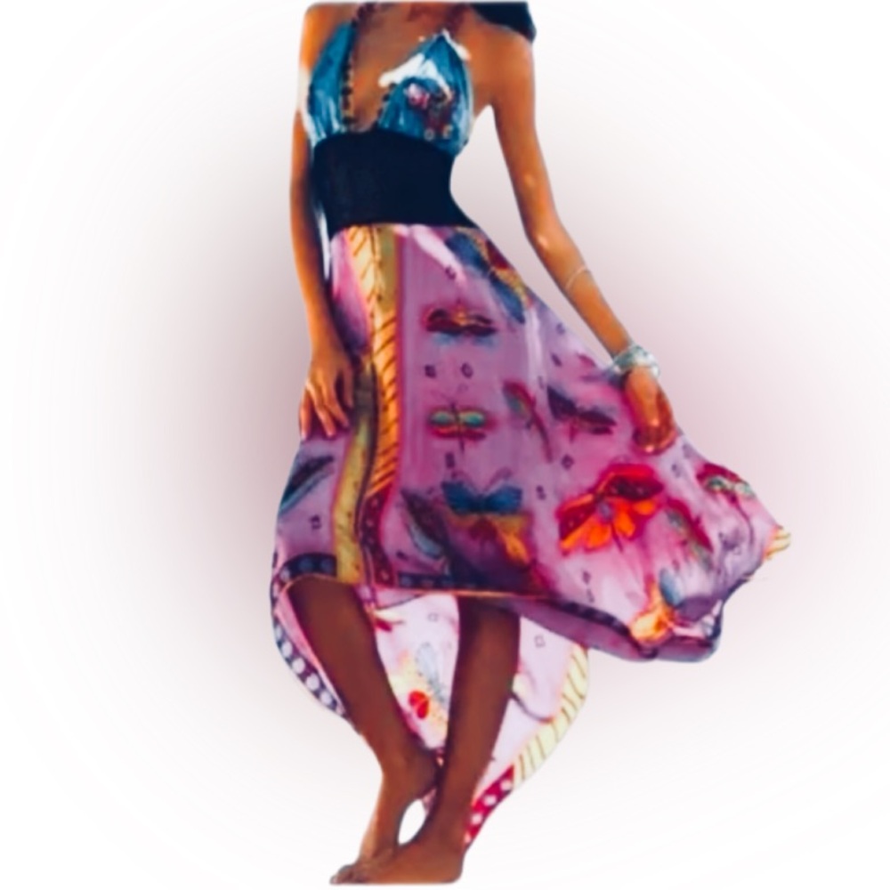 Lyndia Procanik Silk & Crochet Halter Dress 12 - Picture 3 of 10
